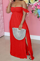 Women Chest Wrap Sleeveless Open Fork Long Dress AL158