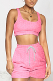 Pure Color Pineapple Cloth Sports Yoge Vest Shorts Two-Piece TRS1143