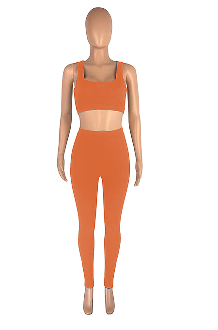Euramerican Fashion Trendy Vest Pure Color Pants Sets  SML8242