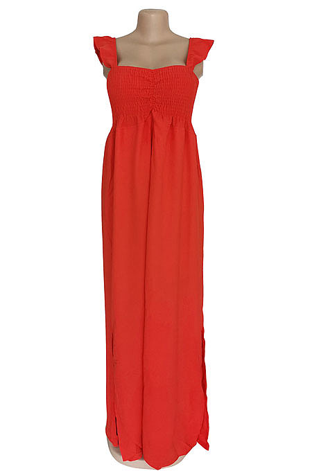 Women Chest Wrap Sleeveless Open Fork Long Dress AL158