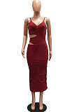 Fashion Sexy Pure Color Sling Tight Dress H1639