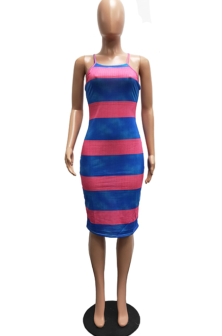 Euramerican Sping Summer Print Sling Tight Dress H1638