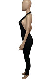 Halter Neck Sexy Cross Deep V Neck Carry Buttock Sport Jumpsuit Q847