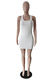 Summer Solid Color Sleeveless Vest Dress TC066