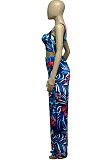 Printing Condole Belt Tops Holiday Pants Sets Q834