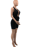 Euramerican Fashion Pure Color Hang A Neck Jumpsuits QSS5093