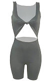 Women Sexy Low Chest Tie A Knot Sport Cultivate One's Morality Casual Romper Shorts Q868