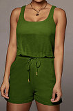 Pure Color Vest Sleeveless Romper Shorts Q845