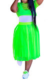 Women Sport Vest Jumpsuit Net Yarn Skirts Three Pieces Q864