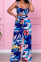 Printing Condole Belt Tops Holiday Pants Sets Q834