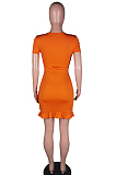 Sexy Fashion Chest Warp Kontted Strap Midriff Flounce Dress BS1272
