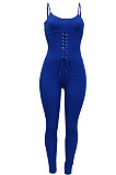 Women Condole Belt Eyelet Bind Sexy Bodycon Jumpsuits Q843