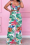 Printing Condole Belt Tops Holiday Pants Sets Q834