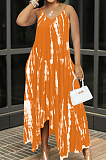 Fashion Have Pocket Open Fork Tie Dye Sling Dress QSS2707