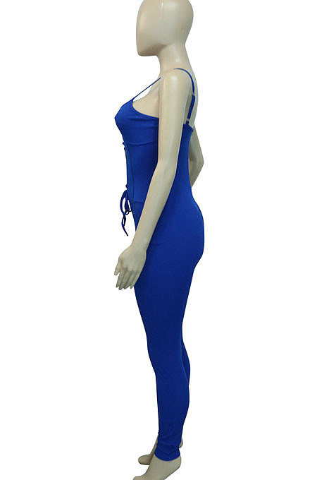 Women Condole Belt Eyelet Bind Sexy Bodycon Jumpsuits Q843