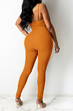 Women Condole Belt Eyelet Bind Sexy Bodycon Jumpsuits Q843