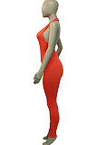 Halter Neck Sexy Cross Deep V Neck Carry Buttock Sport Jumpsuit Q847