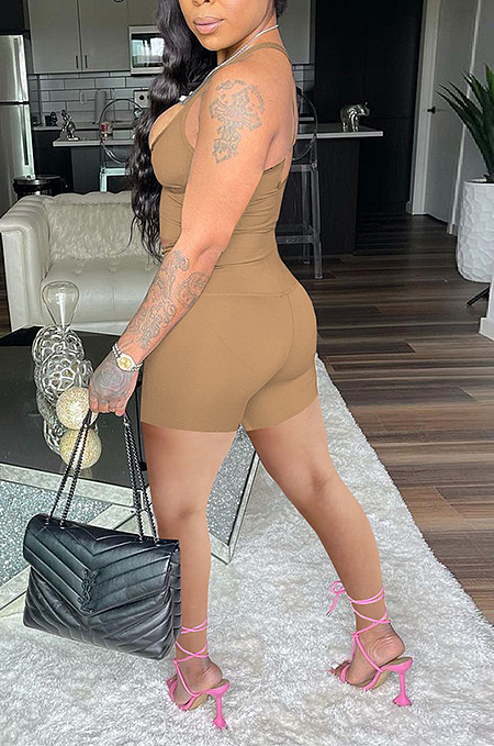 Casual Wrinkle High Waist I-Shaped Vest Shorts Sets HAA9085