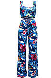 Printing Condole Belt Tops Holiday Pants Sets Q834