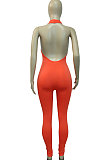 Halter Neck Sexy Cross Deep V Neck Carry Buttock Sport Jumpsuit Q847