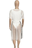 Women Sport Vest Jumpsuit Net Yarn Skirts Three Pieces Q864