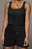 Pure Color Vest Sleeveless Romper Shorts Q845