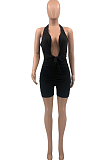 Euramerican Fashion Pure Color Hang A Neck Jumpsuits QSS5093