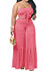 Sexy Condole Belt Ruffle Loose Pants Pure Color Two-Pieces Q858