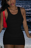 Summer Solid Color Sleeveless Vest Dress TC066