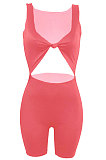 Women Sexy Low Chest Tie A Knot Sport Cultivate One's Morality Casual Romper Shorts Q868