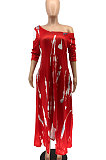 Open Fork Skirt's Hemline Loose Tie Dye Pocket Long Dress RMH8923