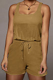 Pure Color Vest Sleeveless Romper Shorts Q845
