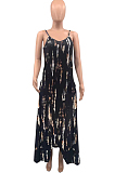 Fashion Have Pocket Open Fork Tie Dye Sling Dress QSS2707