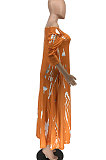 Open Fork Skirt's Hemline Loose Tie Dye Pocket Long Dress RMH8923