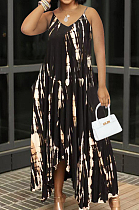 Fashion Have Pocket Open Fork Tie Dye Sling Dress QSS2707