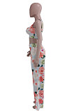 Printing Condole Belt Tops Holiday Pants Sets Q834