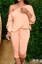 Fashion Casual Inclined Shoulder Loose Two-Piece JG033