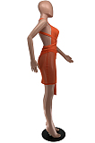 Sexy Fashion Chest Warp Knotted Strap Milk Silk Net Yarn Spliced Dress BS1271