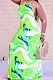 Fashion Sexy Tie Dye Print Hang A Neck Long Dress KK8261