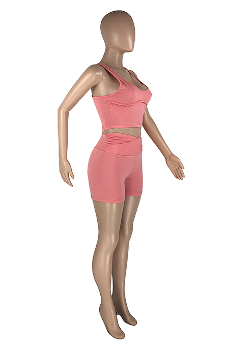 Casual Wrinkle High Waist I-Shaped Vest Shorts Sets HAA9085