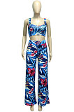 Printing Condole Belt Tops Holiday Pants Sets Q834