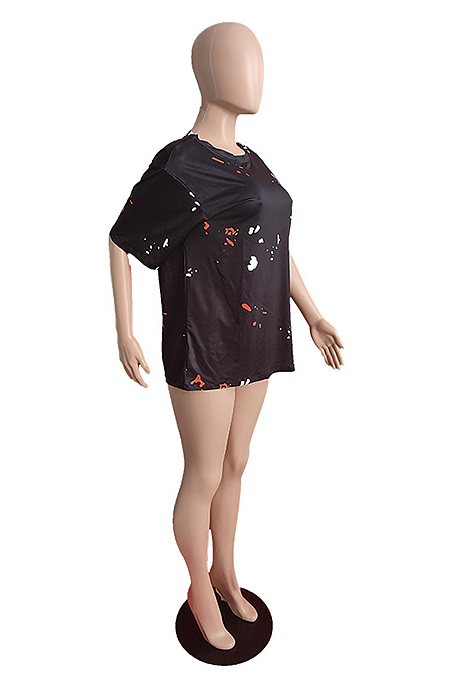 Euramerican Sexy Classic Short Sleeves Print Mini Dress TC065