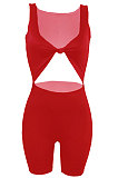 Women Sexy Low Chest Tie A Knot Sport Cultivate One's Morality Casual Romper Shorts Q868