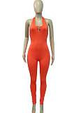 Halter Neck Sexy Cross Deep V Neck Carry Buttock Sport Jumpsuit Q847
