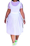 Women Sport Vest Jumpsuit Net Yarn Skirts Three Pieces Q864