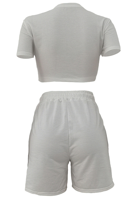 Casual Have Pocket Pure Color T-Shirt Shorts Sports Sets ALS251