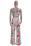 Printing Condole Belt Tops Holiday Pants Sets Q834