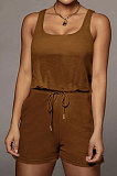 Pure Color Vest Sleeveless Romper Shorts Q845