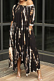 Open Fork Skirt's Hemline Loose Tie Dye Pocket Long Dress RMH8923