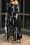 Open Fork Skirt's Hemline Loose Tie Dye Pocket Long Dress RMH8923